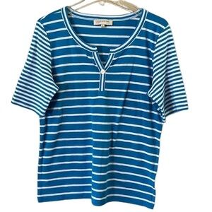 Jones New York Sport sz XL blue with white stripes t shirt